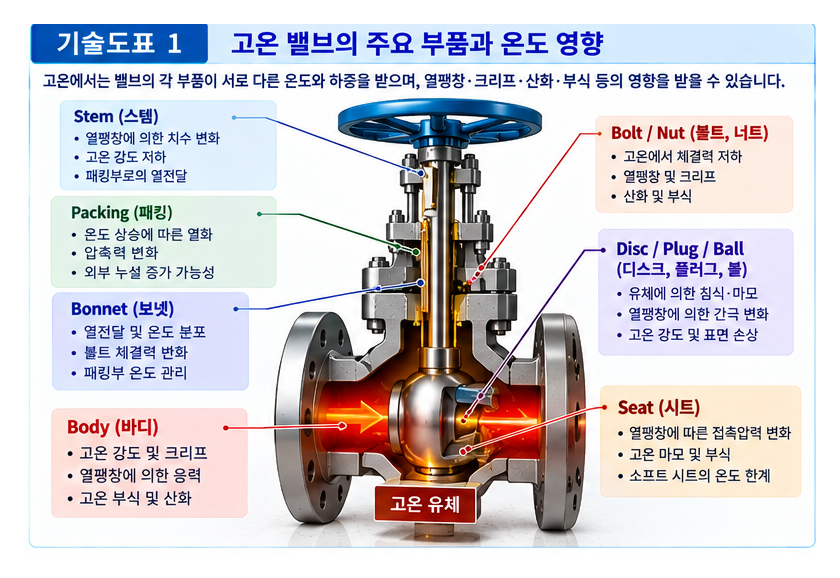 고온 유체 환경에서 밸브 재질을 선택하는 기준 1 고온 유체 환경에서 밸브 재질을 선택하는 기준